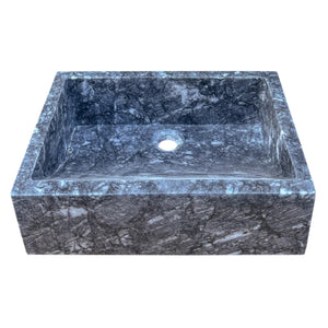 Bursa gray marble rectangular above-counter bathroom sink, polished finish, 12x18x6 in.