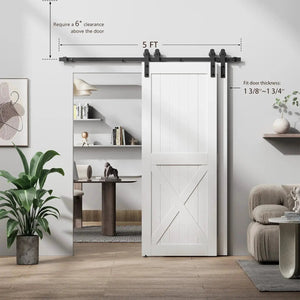 HAUSVITA bypass sliding barn door hardware kit Basic I pulley in black metal with 5 ft track, no door