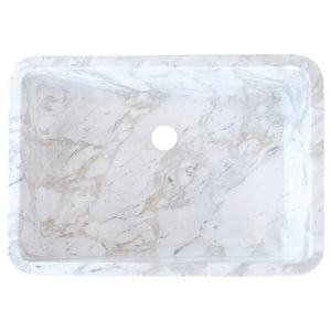 Villohome European Sugar Marble rectangular farmhouse sink, semi-polished marble, 12.5W x 18L x 5H in.
