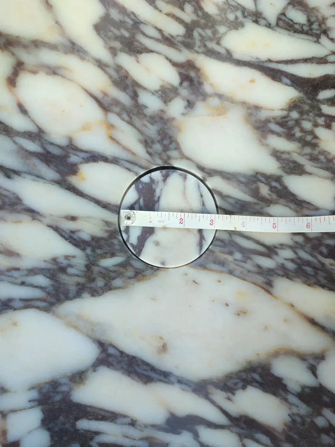 Calacatta Viola marble oval vanity sink by Villohome, white with purple veining