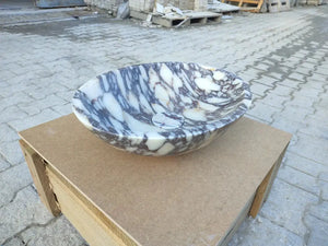 Villohome Calacatta Viola marble oval stone bathroom sink for above-vanity installation
