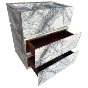 Calacatta Viola marble stand-alone drawer sink by Villohome with three drawers