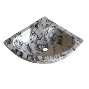 Villohome Calacatta Viola marble corner wall-mount bathroom sink, 12x12x6 inches.