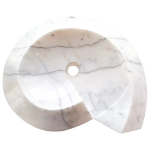 Carrara Marble Helix Vanity Sink by Villohome, polished white stone
