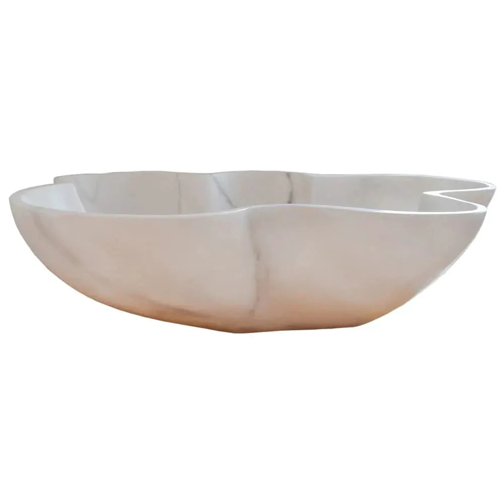 Carrara White Marble Above-Vanity bathroom sink by Villohome, polished stone bowl