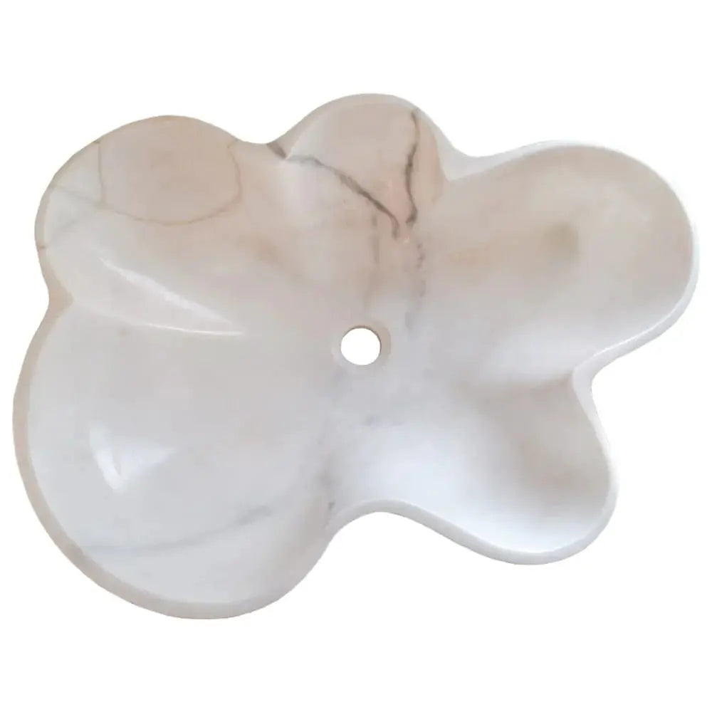 Stone sink Villohome; Carrara white marble, polished, flower-shaped vanity bowl