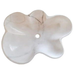 Stone sink Villohome; Carrara white marble, polished, flower-shaped vanity bowl