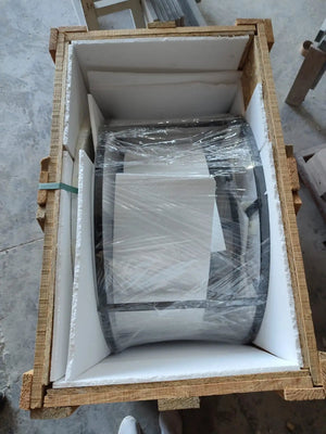 Villohome Carrara white marble nesting coffee tables, round set of 2, polished.