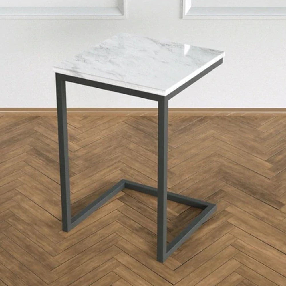 Carrara White Marble Polished Square End Table Modern Design