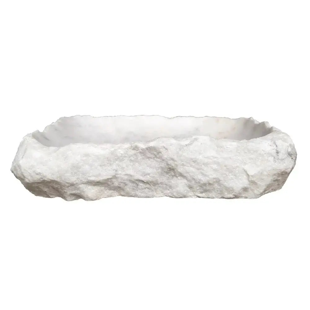 Carrara marble stone sink, rectangular rustic above-vanity bathroom basin, Villohome