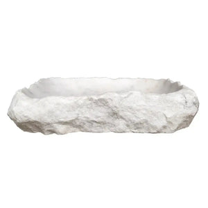 Carrara marble stone sink, rectangular rustic above-vanity bathroom basin, Villohome