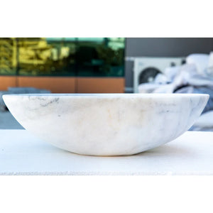 Carrara White Marble oval vessel bathroom sink by Villohome