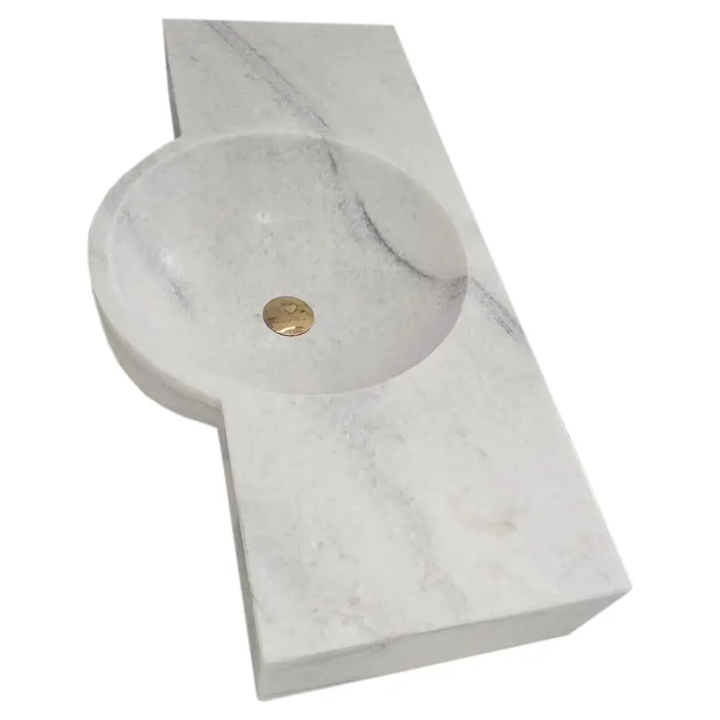 Carrara White Marble above-vanity wall-mount bathroom sink by Villohome