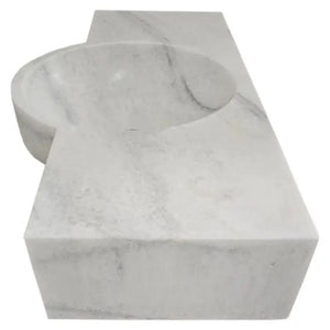 Carrara White Marble Above-vanity Wall-mount Bathroom Sink by Villohome, white stone vanity sink for modern bathrooms.