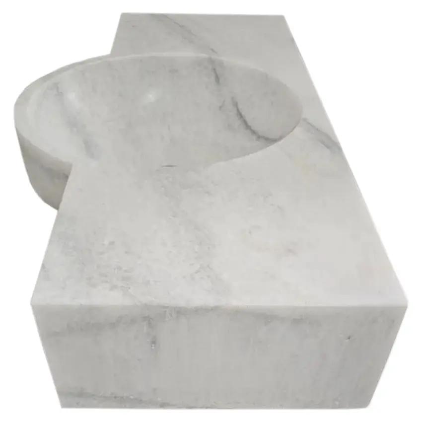 Carrara White Marble Above-vanity Wall-mount Bathroom Sink by Villohome, white stone vanity sink for modern bathrooms.