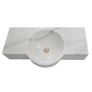 Carrara White Marble above-vanity wall-mount bathroom sink by Villohome, 16"W x 36"L, stone
