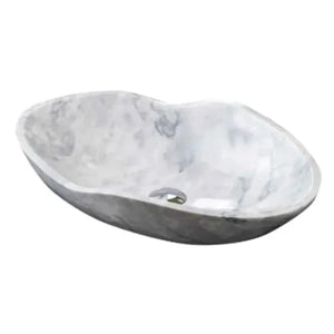 Carrara White Marble Wavy Designer above-vanity bathroom sink bowl by Villohome, 24x14x6 in