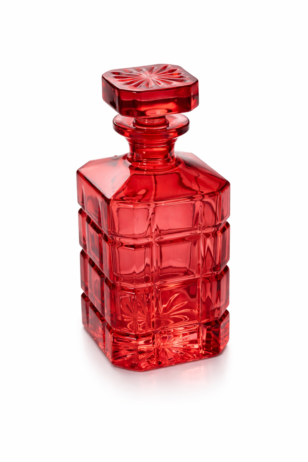 Blvd Red Glass Decanter — Elegant Bar Cart Accessory