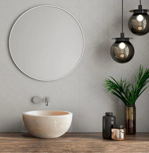Villohome Troia Light travertine round above-counter bathroom sink, 12.5in diameter x 6in high