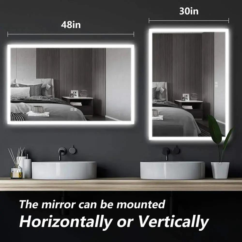 HAUSVITA Compact Edge Glow LED bathroom mirrors, edge-lit, two mirrors shown horizontal or vertical.