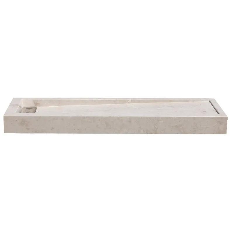 Shower base Villohome Cream Royal Marble rectangular, hand-carved from solid marble, 16x48 inches