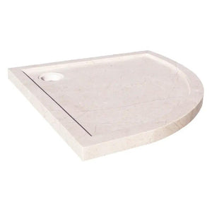 Shower base, Cream Royal Marble corner, solid honed marble, 36x36x2 in, Villohome.
