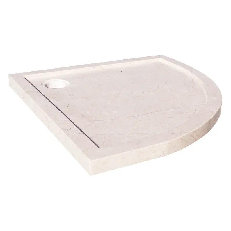Shower base, Cream Royal Marble corner, solid honed marble, 36x36x2 in, Villohome.