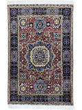 Hand-Knotted Afghani Blue & Brown Mamluk Wool Rug – 40” x 62”