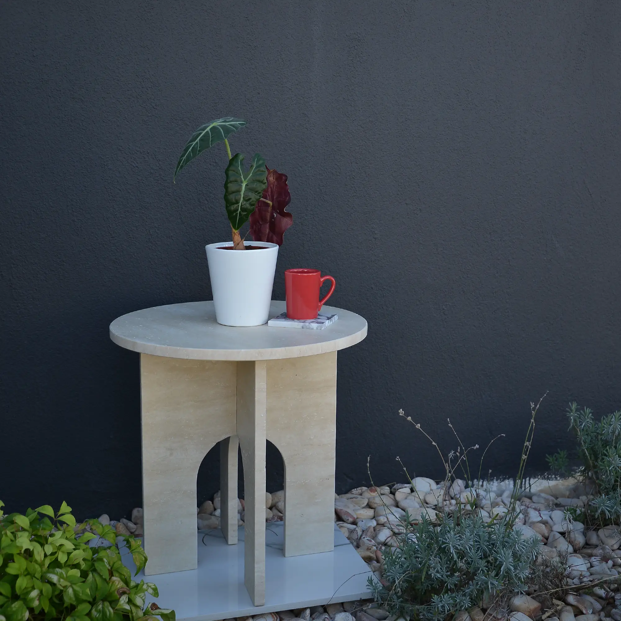 Travertine Marble Coffee Table, Round Marble Coffee Table, Luxury Side Table, Elegant Coffee Table for Living Room, Marble Side Table