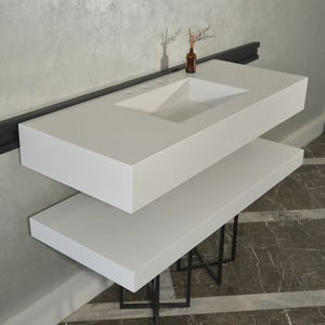 Custom Quartz Sink With Shelf, Bathroom Sink With Matching Shelf, Bathroom Vanity With Shelf, Bathroom Vanity With Single Sink, Vessel