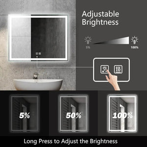 HAUSVITA Deluxe Center Glow LED bathroom mirror with adjustable brightness and white LED border.