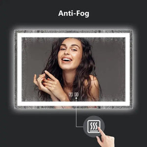 Deluxe Center Glow LED bathroom mirror by HAUSVITA with anti-fog backlit frame