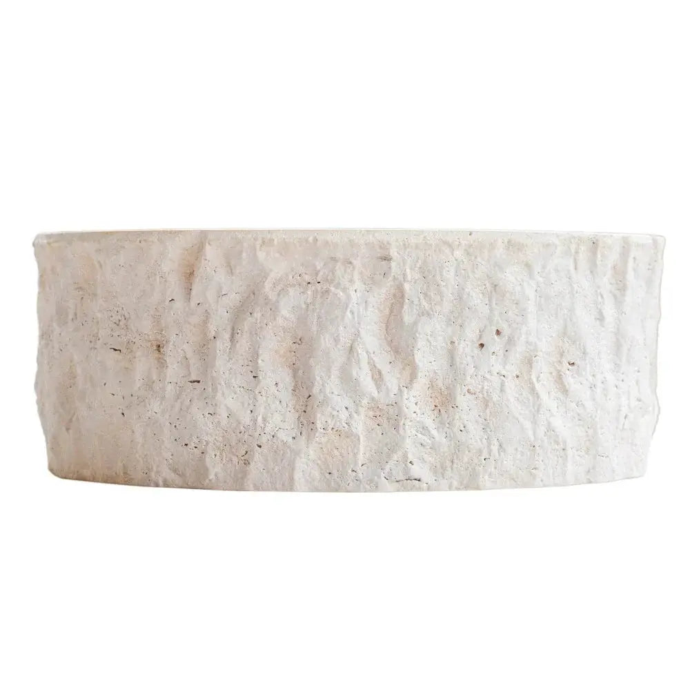 Villohome Denizli Beige Travertine round above-counter bathroom sink