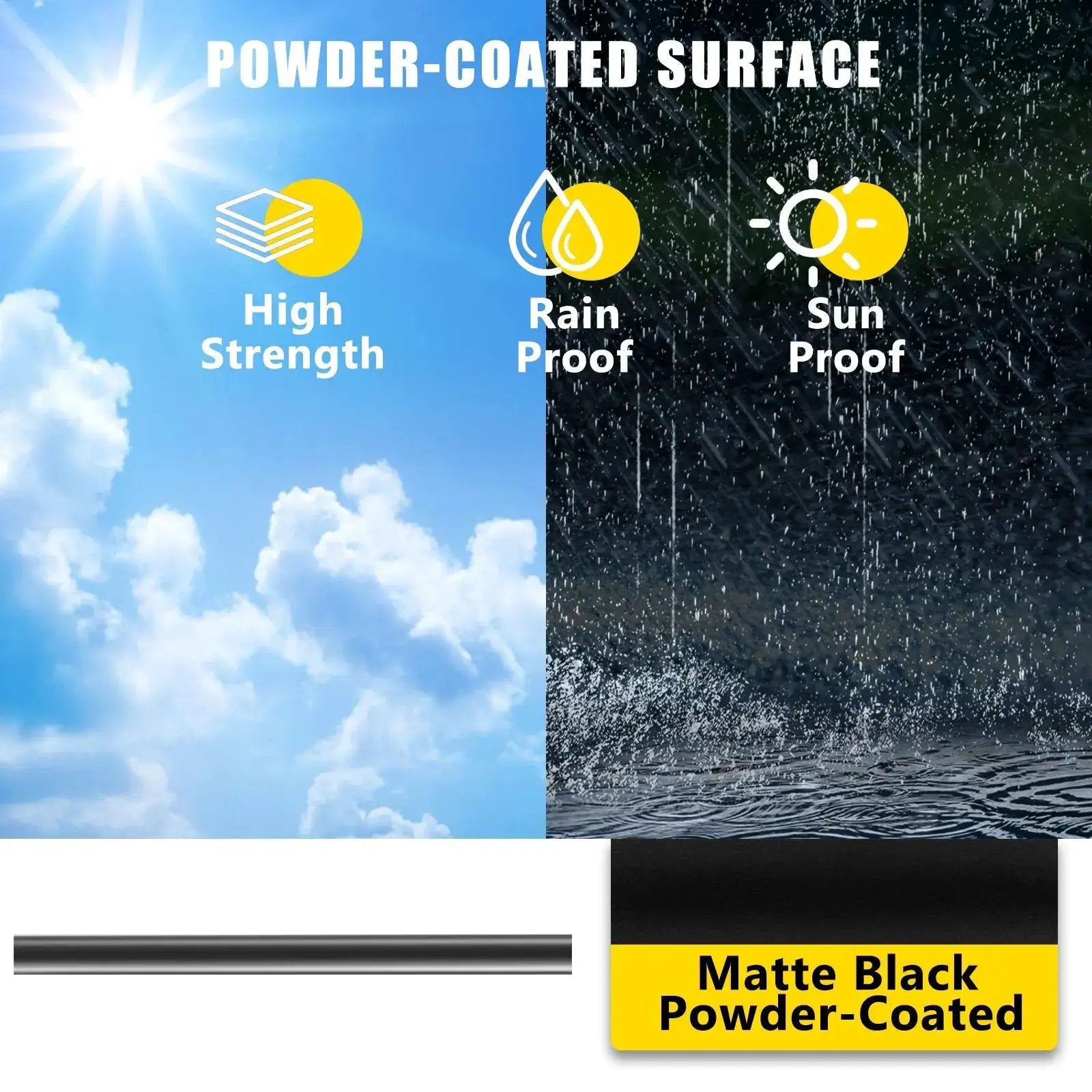 Durable hollow deck balusters with screws by HAUSVITA, matte black powder-coated finish
