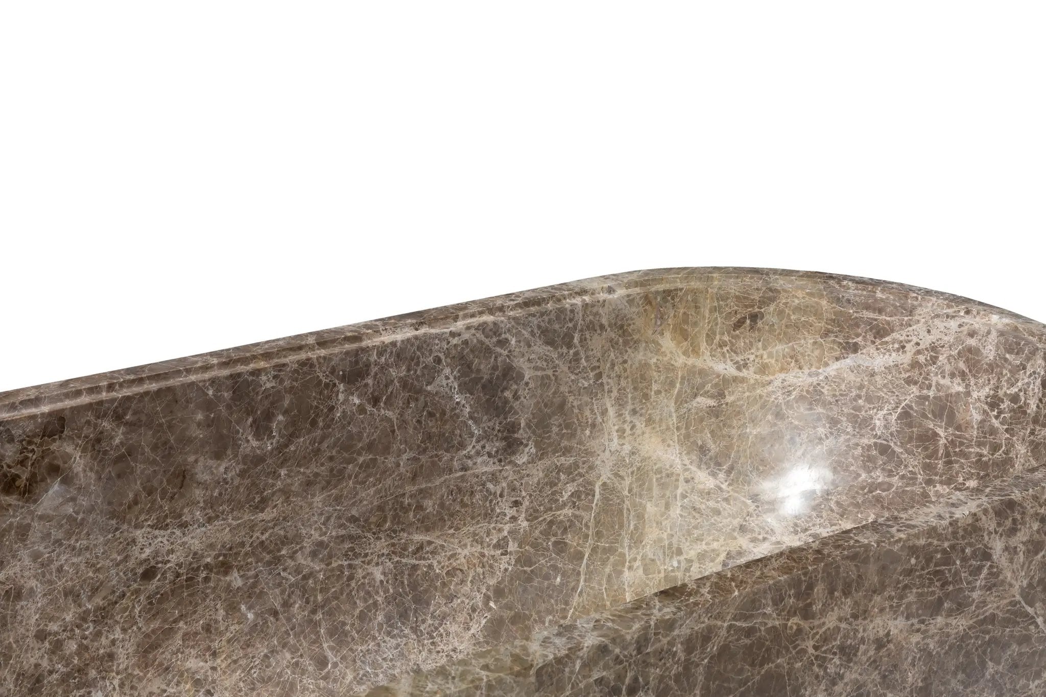 Emperador Light Marble Bathtub by Villohome, solid brown marble with veining