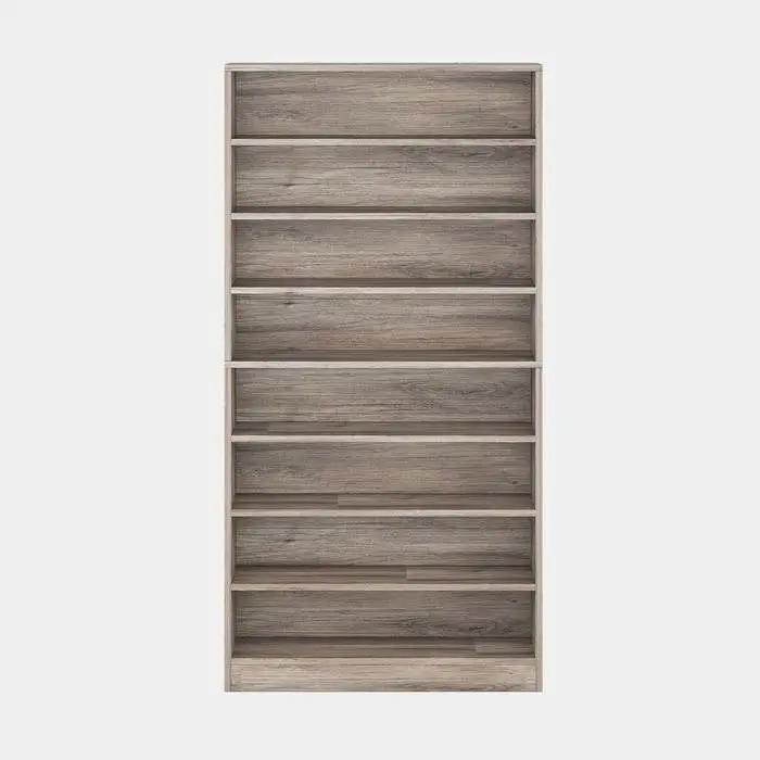 8-Shelf Shoe Rack Storage Cabinet in Grey Wood Finish - Holds Up To 45 Pairs