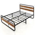 Full Industrial Wood and Metal Tube Platform Bed with Headboard and Footboard