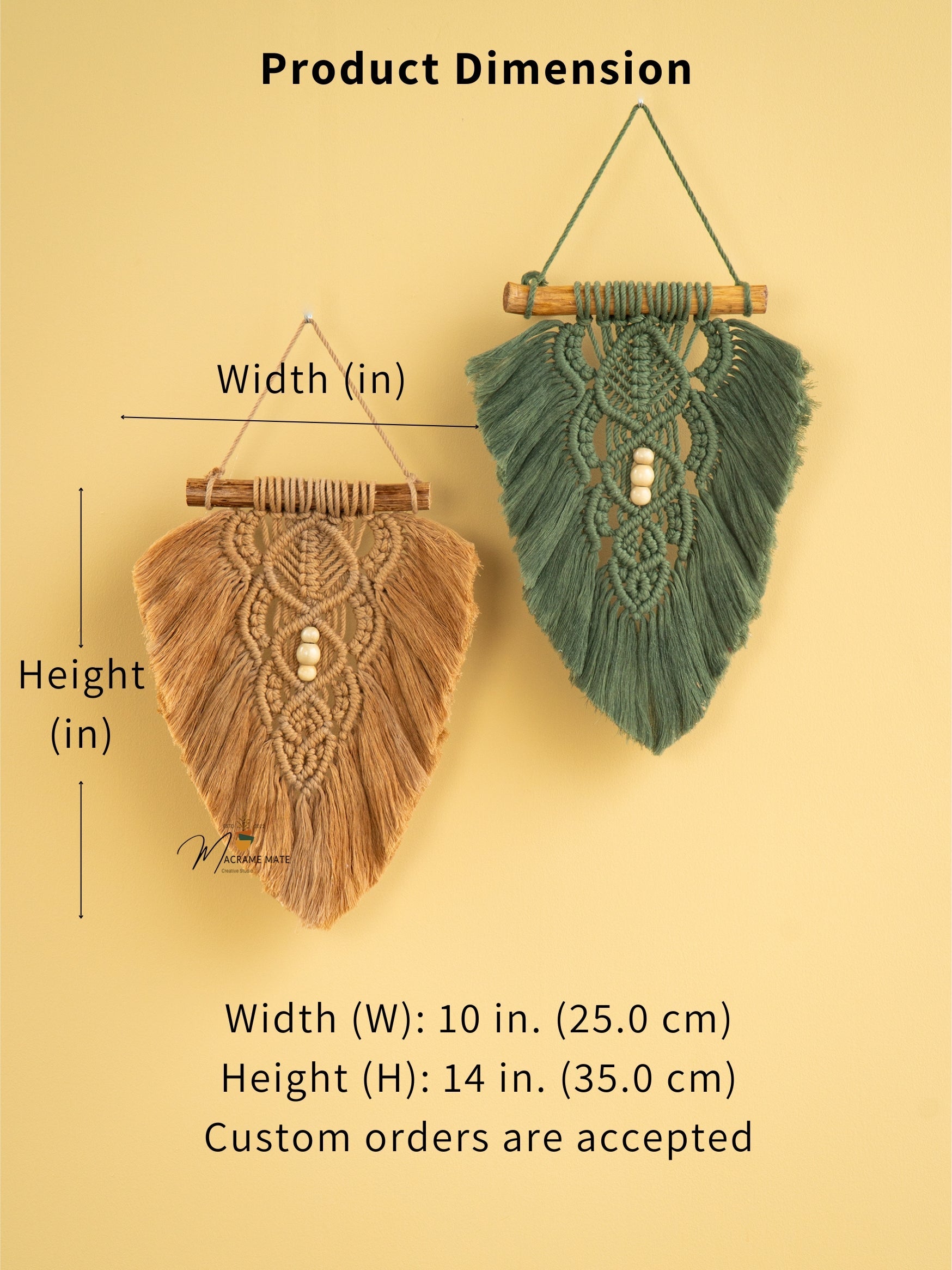 Rustic Latte Olive Macrame Leaves