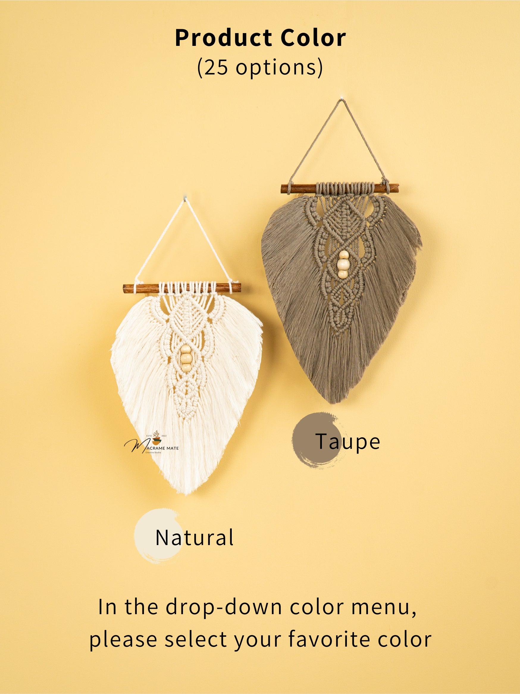 Rustic Natural Taupe Macrame Leaves