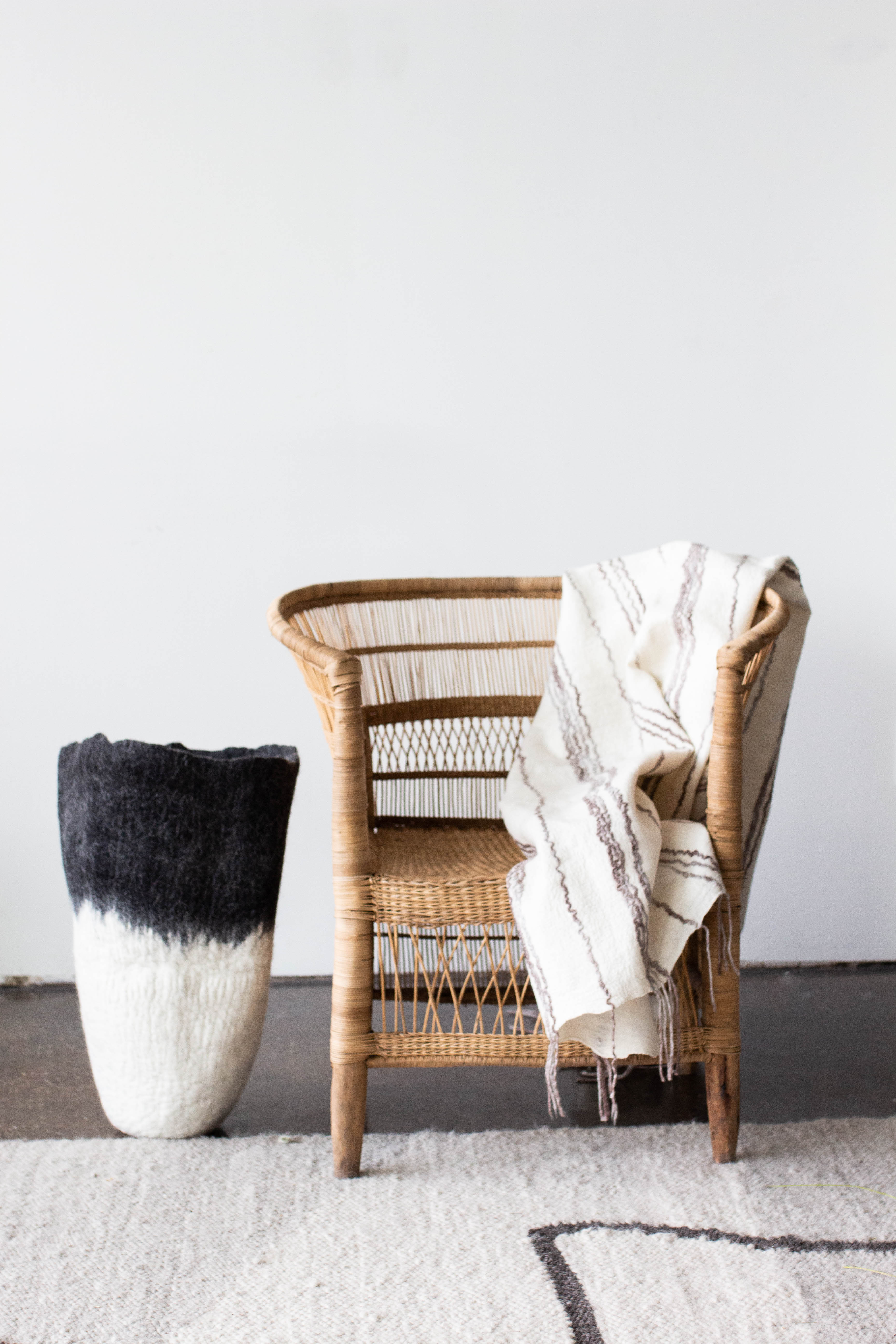 Eclipse Black & White Wool Floor Vase