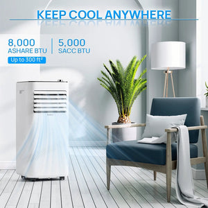 TURBRO Finnmark 8,000 BTU portable air conditioner in white for room cooling up to 300 ft².