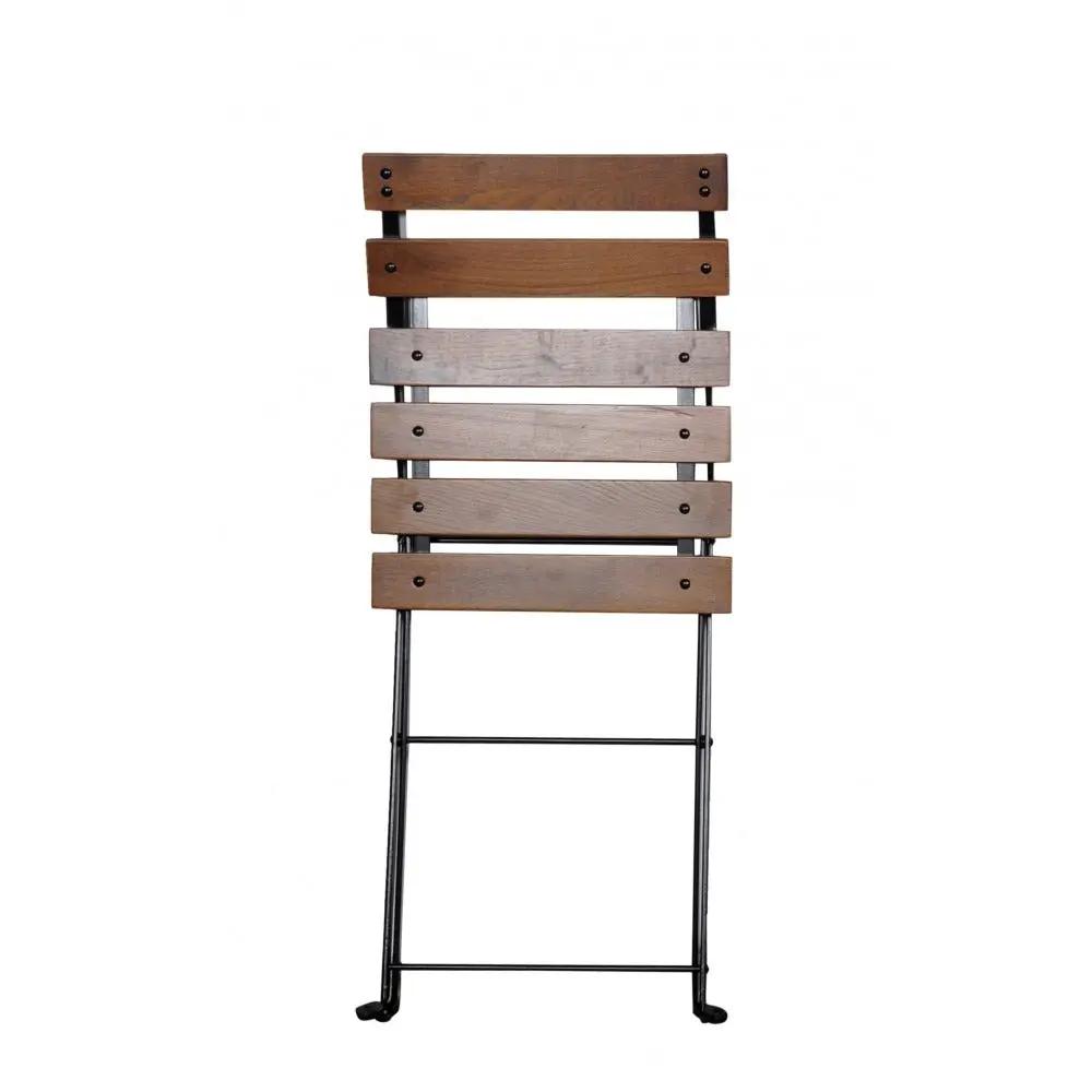 Villohome outdoor dining chair with brown wooden slats and a black powder-coated metal frame.