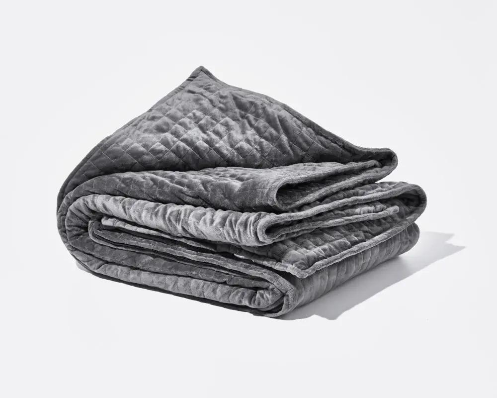 Original Weighted Blanket by Gravity Blankets, gray quilted blanket