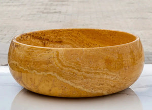 Travertine vessel sink in Golden Sienna for bathroom vanity