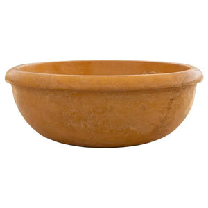 Golden Sienna natural travertine bathroom vessel sink by Villohome, round drop-in