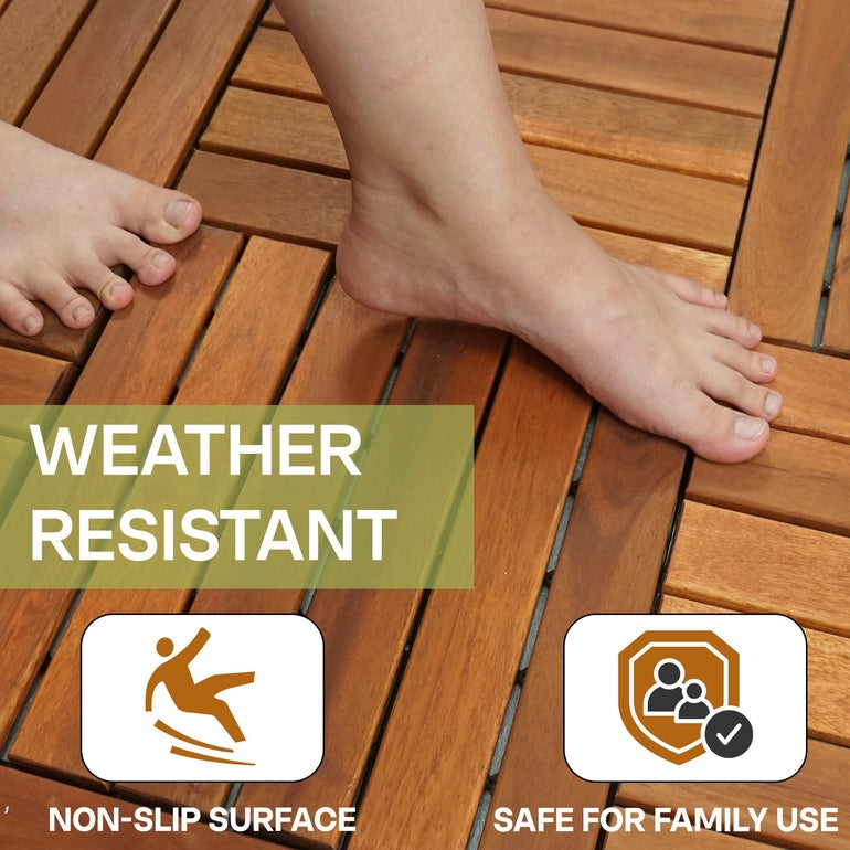 Tranquillo Acacia Deck Tiles 6 Slat Interlocking Decking Tiles – Indoor & Outdoor Flooring