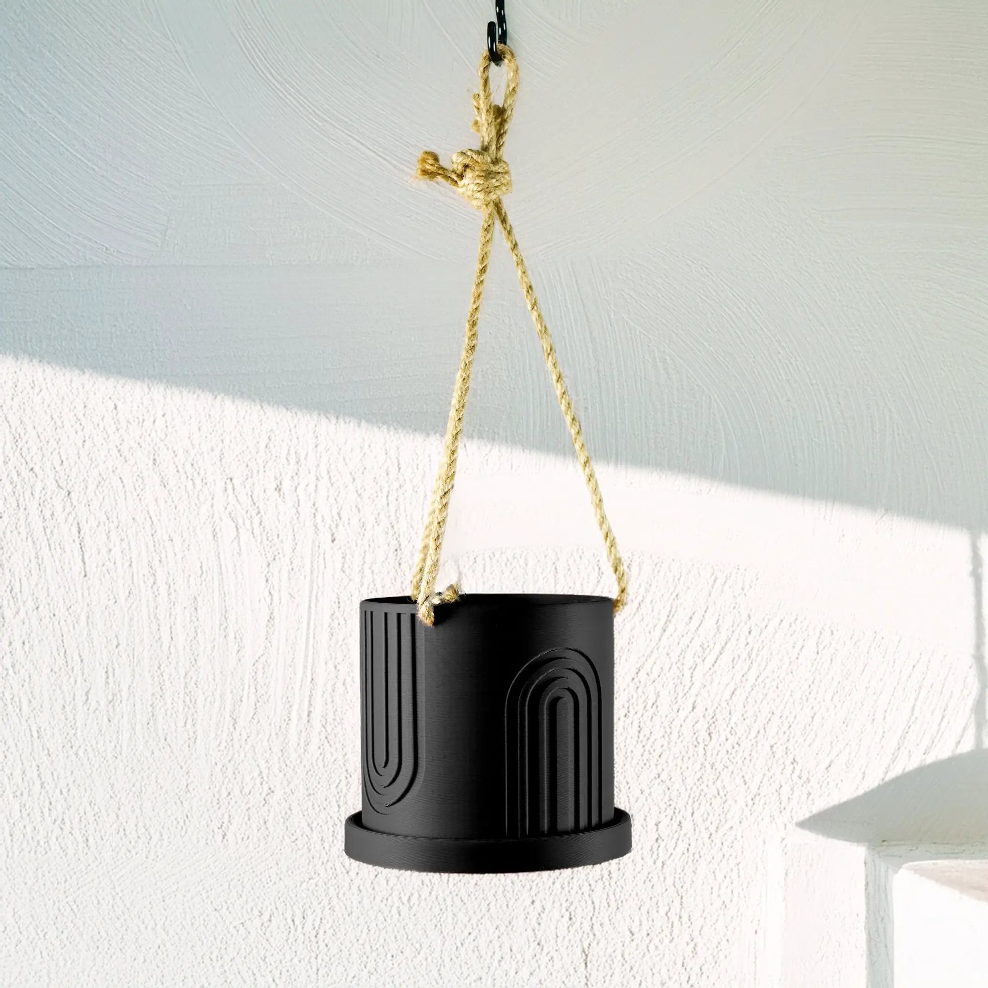 Indoor Hanging Planter for Indoor, 4 or 5 inch Hanging Plant Pot Unique Gift, 3D Printed Planter, Outdoor Patio Decor, Cottagecore Decor,BOW