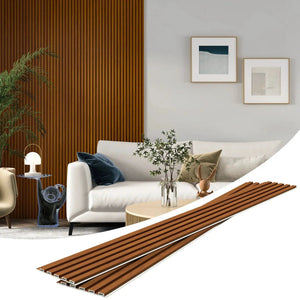 WPC slat wall panels, Hausvita 48 x 6 in, brown wood finish, 16-pack