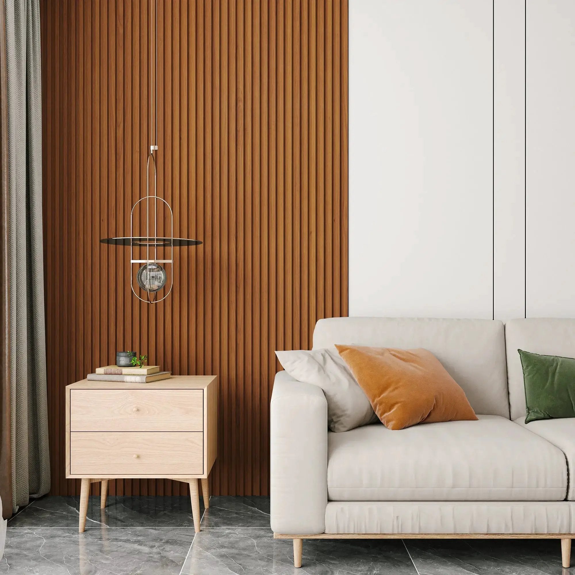 Hausvita WPC slat wall panel, 48x6 in, warm brown wood finish, 16-pack wall paneling
