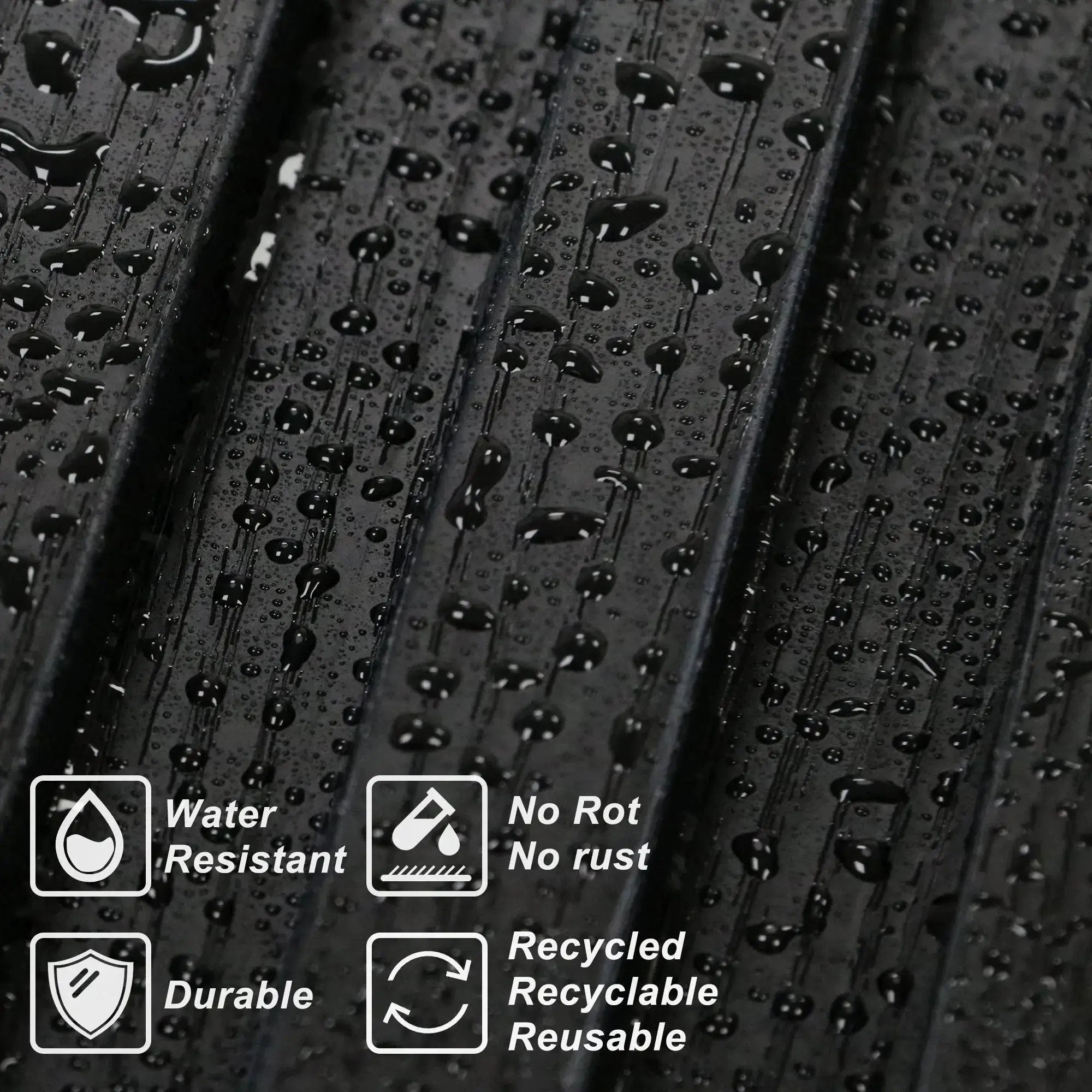Hausvita 48 x 6 inch WPC Slat Wall Panel, black, 16-pack, water resistant